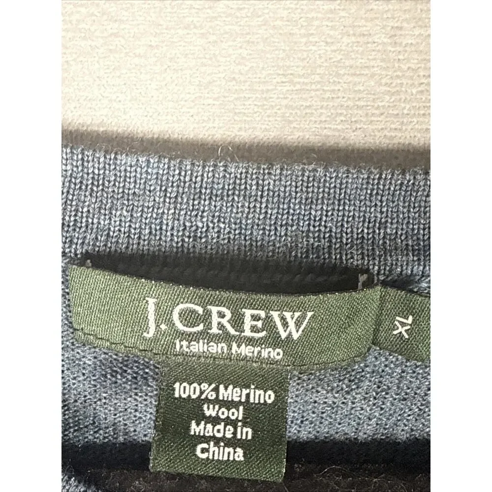 J.Crew Mens XL 100% Merino Wool V-Neck Sweater Teal Blue Extra Large Pullover‎